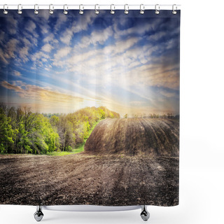 Personality  Plowed Field With A Landing Shower Curtains