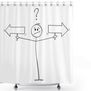 Personality  Person Or Businessman Holding Two Arrows, Vector Cartoon Stick Figure Illustration Shower Curtains