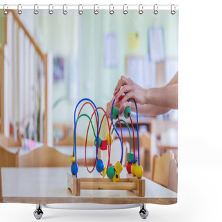 Personality  Close Up Of Colorful Wooden Toy For Learning And Socialization  Shower Curtains
