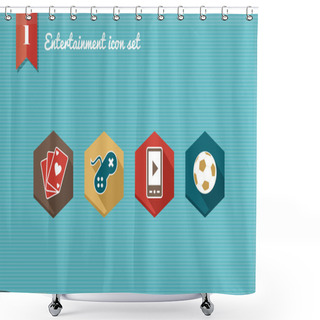 Personality  Leisure Flat Icons Set. Shower Curtains