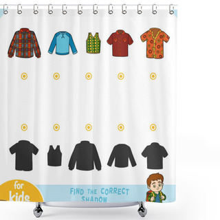 Personality  Find The Correct Shadow, Education Game For Children. Set Of Mens Clothes Shower Curtains