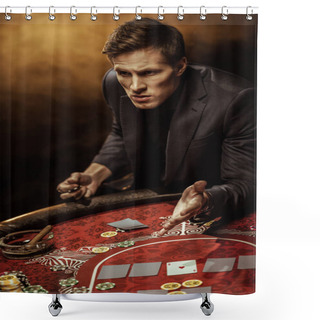Personality  Man Playing Poker  Shower Curtains