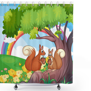 Personality  A Tree With Squirrels Shower Curtains