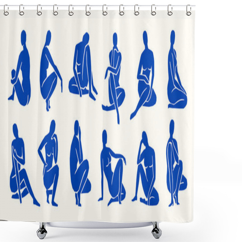 Personality  Inspired By Matisse, Womens Figures In Different Poses In A Trendy Minimalist Style. Vector Collage Of Womens Bodies Shower Curtains