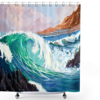 Personality  Sea. Watercolor Style Artwork, Background Shower Curtains