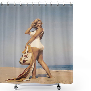Personality  Marilyn Monroe Photographed By Sam Shaw Shower Curtains