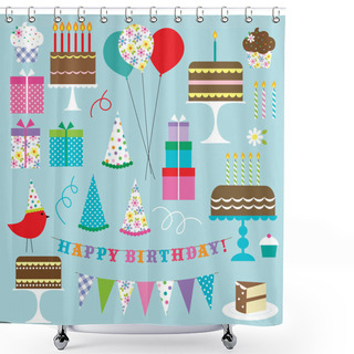 Personality  Birthday Clip Art Shower Curtains