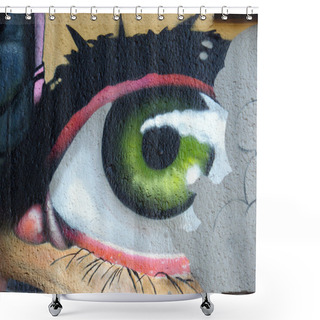 Personality  Green Eye Graffiti Shower Curtains