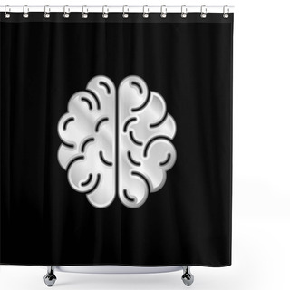 Personality  Brain Silver Plated Metallic Icon Shower Curtains