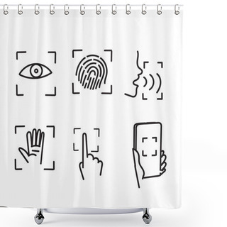 Personality  Hand Drawn Doodle Set Of Biometric Related Illustration Vector Shower Curtains