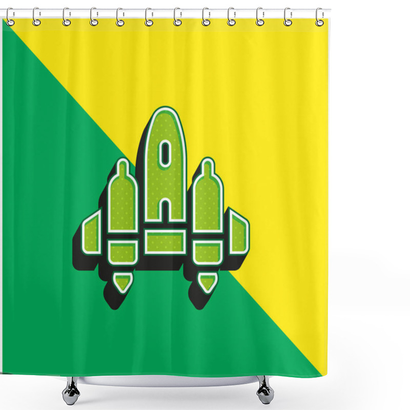 Personality  Aircraft Green And Yellow Modern 3d Vector Icon Logo Shower Curtains