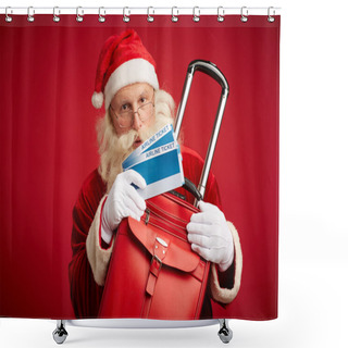Personality  Santa Claus With Airline Tickets Shower Curtains