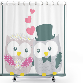 Personality  Cute Wedding Owls Shower Curtains