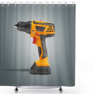 Personality  Combi Drill Impact Drill And Screw Driver On Grey Background 3d  Shower Curtains