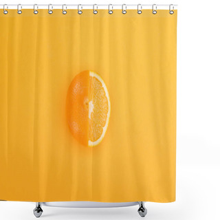 Personality  Top View Of Fresh Ripe Partially Cut Orange On Orange Background Shower Curtains