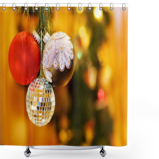 Personality  Christmas Night With Festive Baubles Shower Curtains