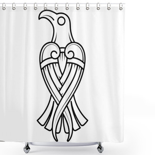 Personality  Black Raven. Illustration In The Scandinavian Celtic Style, Isolated On White, Vector Illustration Shower Curtains