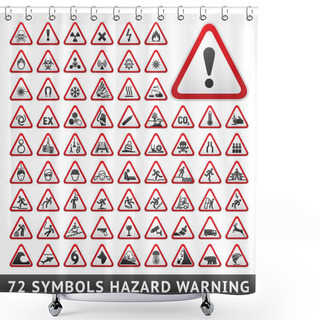 Personality  Triangular Warning Hazard Symbols. Big Red Set Shower Curtains
