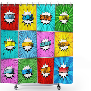 Personality  Comic Book Page Backgrounds Set Shower Curtains