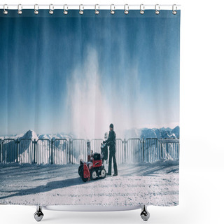 Personality  Snow Blowing Machine Shower Curtains