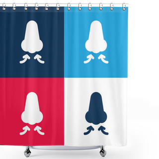 Personality  Breath Blue And Red Four Color Minimal Icon Set Shower Curtains