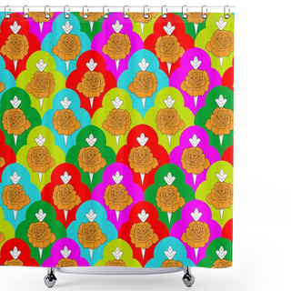Personality  Nature With Our Fabric Patterns Adorned With Exquisite Roses, Showcasing Hues Pink. Perfect For The Fabric Industry, These Colorful Patterns Offer A Delightful Fusion Of Natural Elegance And Vibrant Aesthetics. Embrace The Allure Of Floral Fabric  Shower Curtains