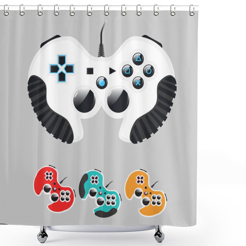 Personality  Set Of Gamepads, Vector Shower Curtains