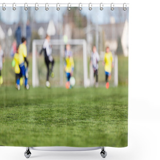 Personality  Blurred Kids Playing Soccer Shower Curtains