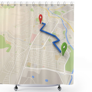 Personality  City Map With Pin Pointers 3d Rendering Image Shower Curtains