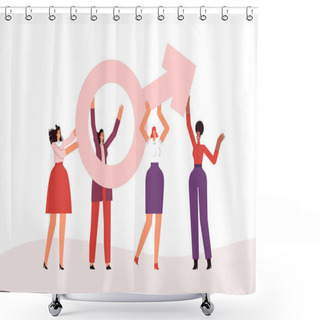 Personality  Strong And Independent Women Hold The Female Symbol Shower Curtains