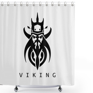 Personality  Viking Logo Design Icon Symbol Vector Illustration Shower Curtains