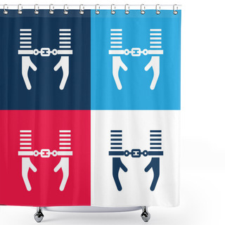 Personality  Arrest Blue And Red Four Color Minimal Icon Set Shower Curtains