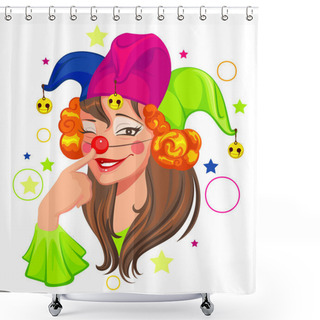 Personality  Fools Day Woman Clown Shower Curtains