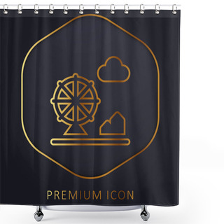 Personality  Amusement Park Golden Line Premium Logo Or Icon Shower Curtains