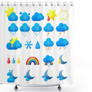Personality  Vector Weather Icons Set Shower Curtains