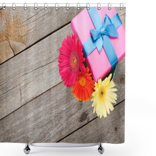 Personality  Gerbera Flowers In Gift Box Shower Curtains