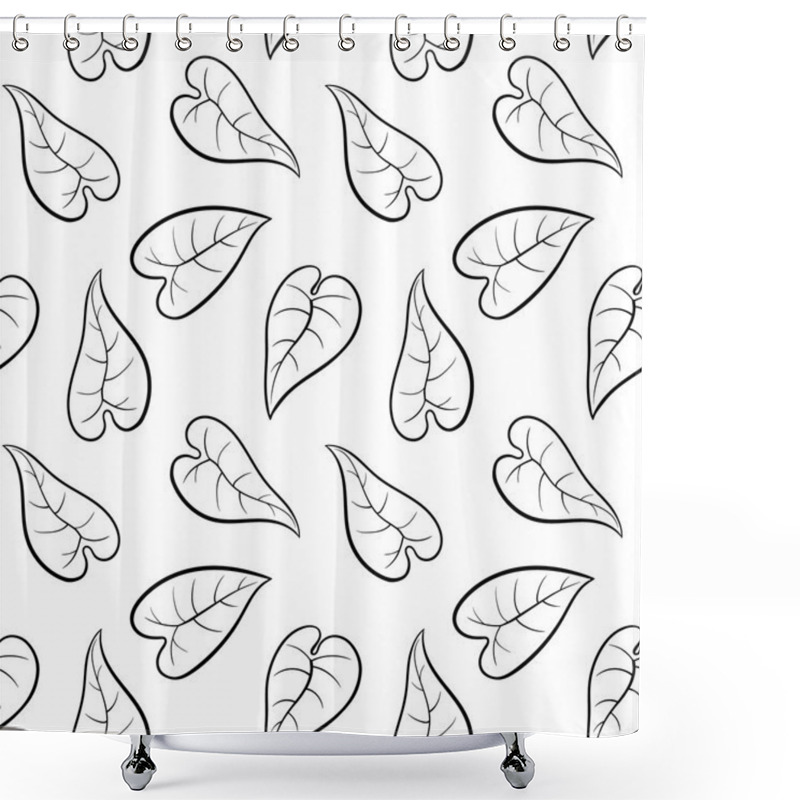 Personality  Black And White Leaves Seamless Pattern. Vector Illustration Shower Curtains