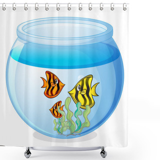 Personality  A Water Bowl And A Fish Shower Curtains