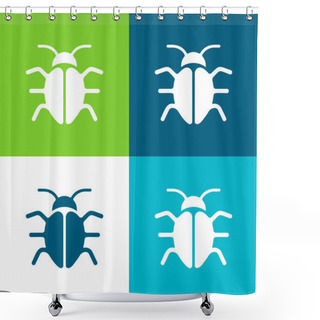 Personality  Big Bug Flat Four Color Minimal Icon Set Shower Curtains