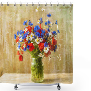 Personality  Still Life Bouquet Colorful Wild Flowers Shower Curtains