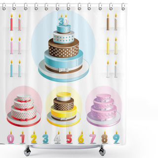 Personality  Set Cakes For Anniversary Shower Curtains