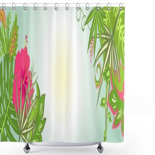 Personality  Horizontal Banner With Tropical Print Shower Curtains