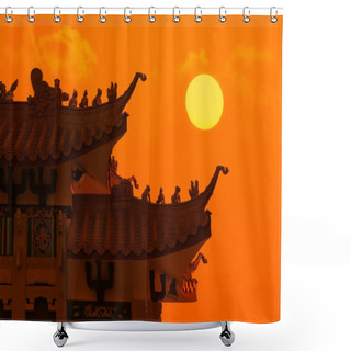 Personality  Chinese Dragon Roof With Sunset Shower Curtains