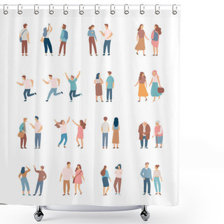 Personality  Crowd. Different People Vector Set. Male And Female Flat Characters Isolated On White Background. Shower Curtains