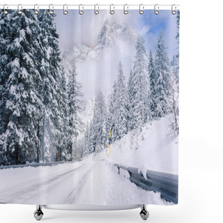 Personality  Scenic Winding Mountain Road In The European Alps Shower Curtains