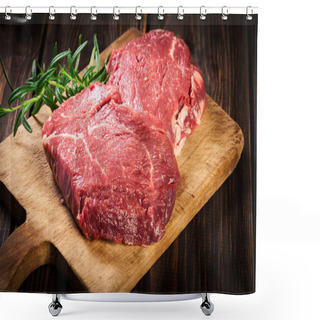 Personality  Fresh Raw Beef Steak Sirloin With Rosemary Shower Curtains