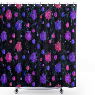 Personality  Grunge Floral Print Seamless Pattern Shower Curtains