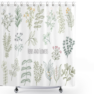 Personality  Set Of Flowers And Herbs Shower Curtains