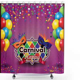 Personality  Carnival Mask And Balloon Shower Curtains