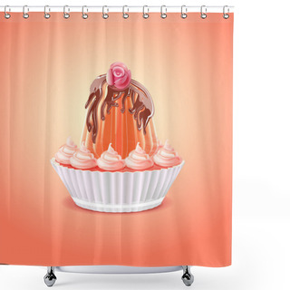 Personality  Vector Cupcake, Vector Design Shower Curtains